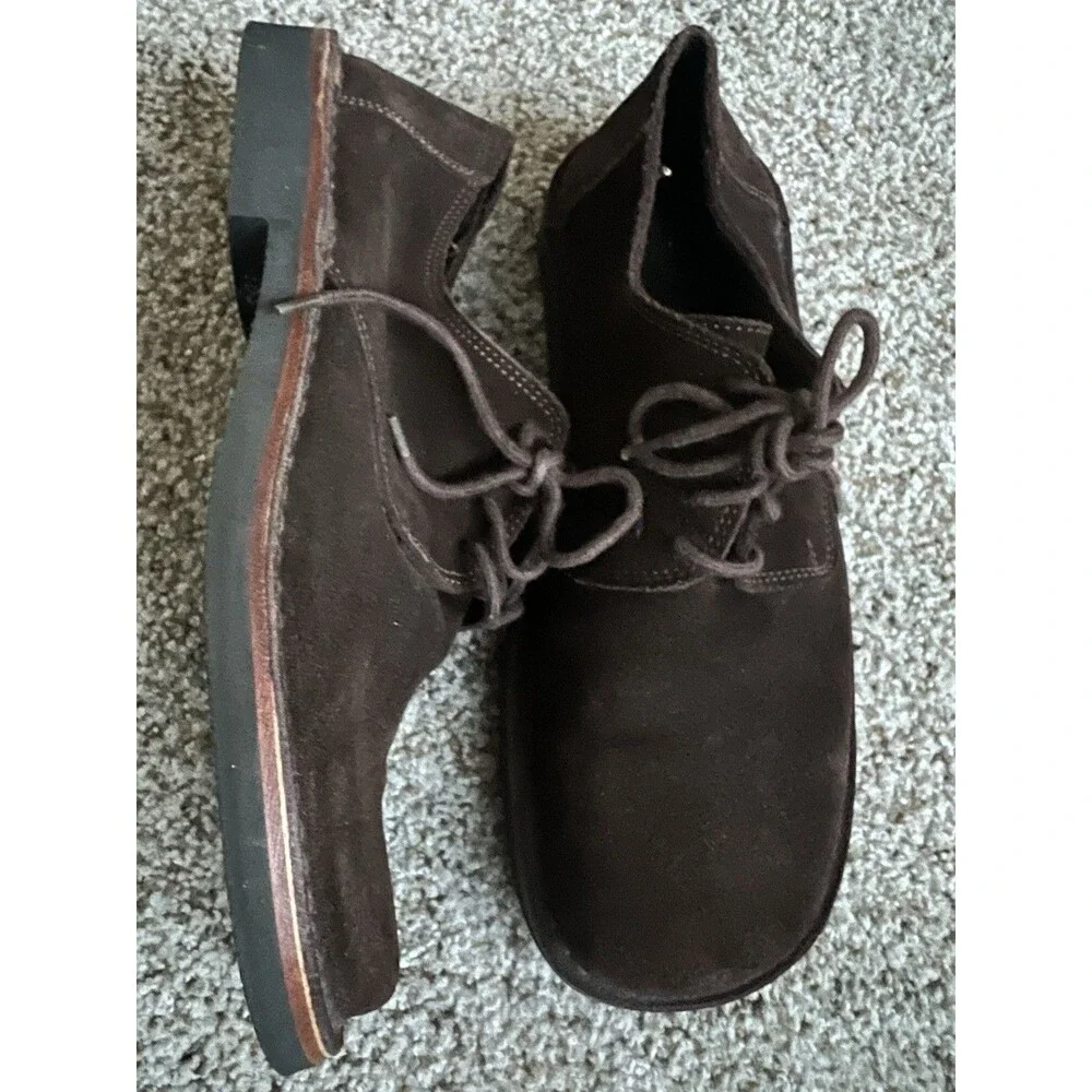 Banana Republic Brown Italian Suede Loafers Oxford Dress Shoes Square Toe Sz 8.5